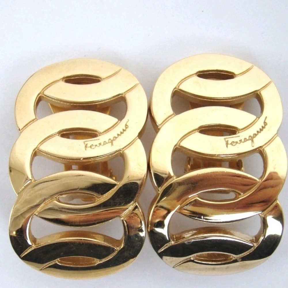 Salvatore Ferragamo Elegant Gold Loop Earrings - Picture 13 of 15
